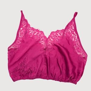 Free People Night Out Festival Lace Cami Top Pink XS Boho Y2K